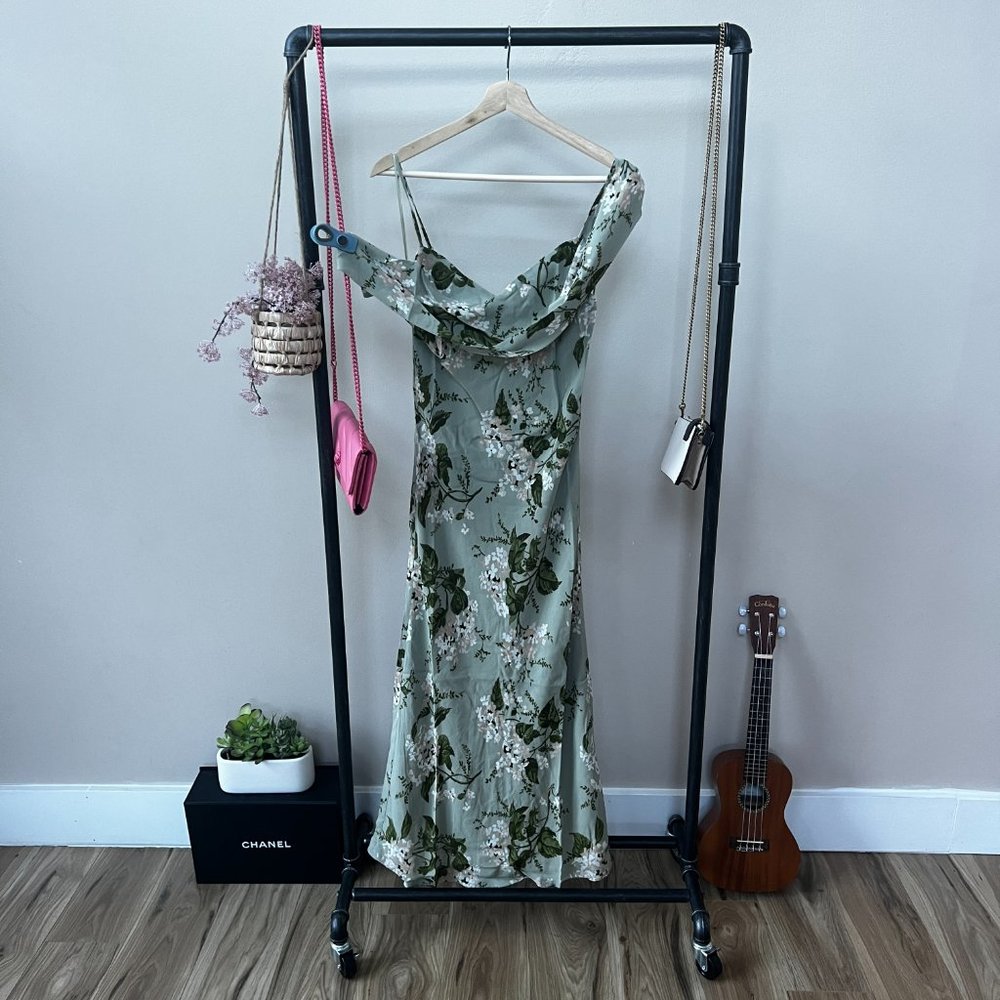 Reformation Reya Dress In Tea Garden Gem